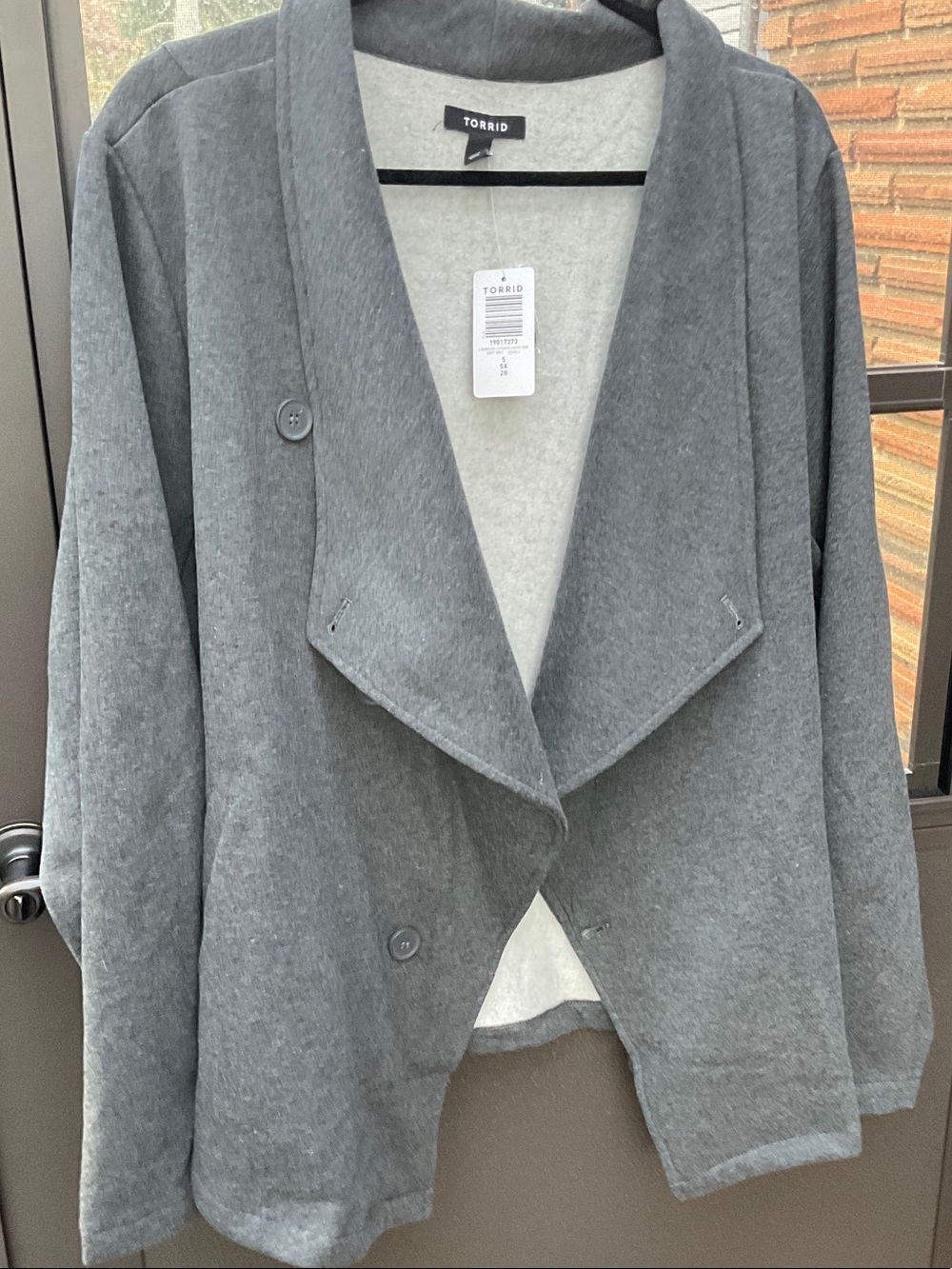 torrid Gray Open Drape Button-Front heavy fleece jacket NWT